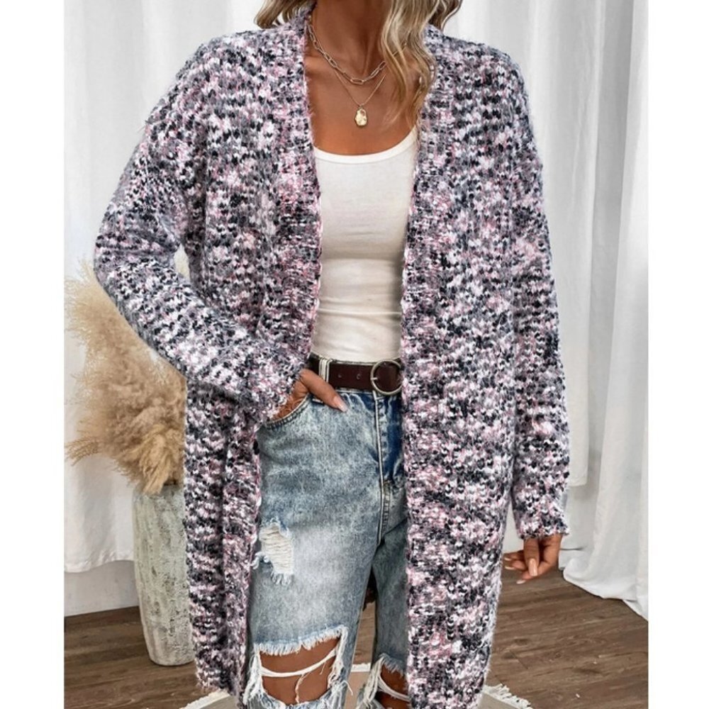 Marled Knit Duster knit sweater Cardigan